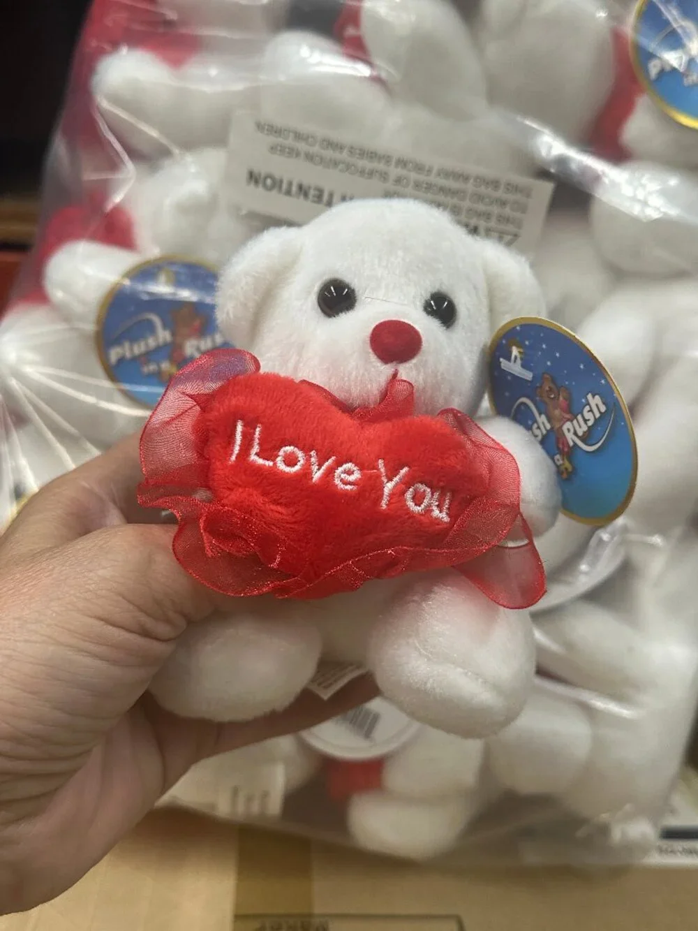 12-Pack White Mini Teddy Bears 4 Inch Stuffed Teddy Bear Small Heart Bulk Plush